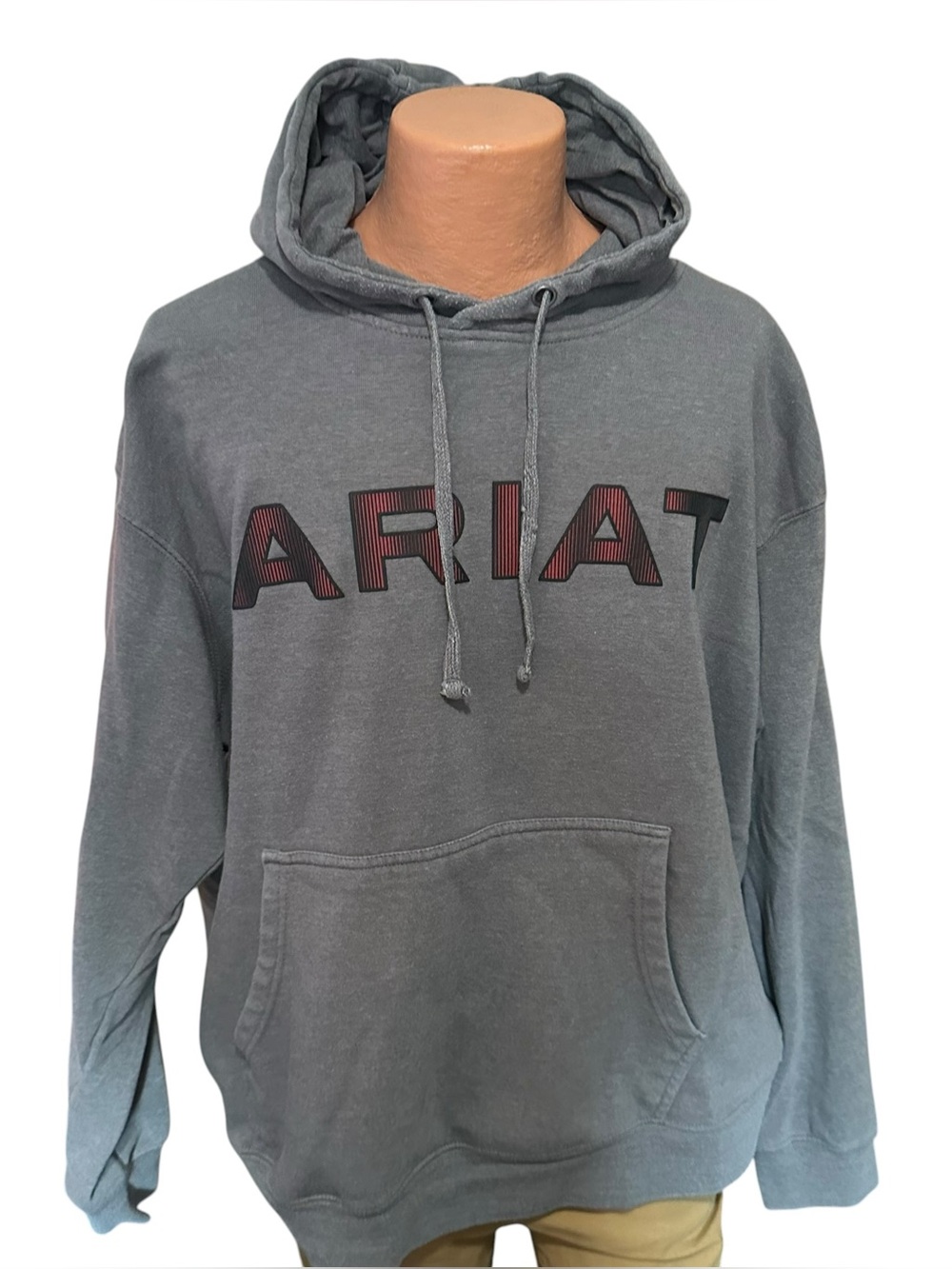ARIAT Men’s Basic Raised Logo Charcoal Hoodie Sz XXL